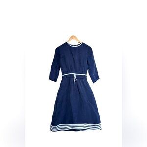 marlowe midi dress navy with white trim silk size small